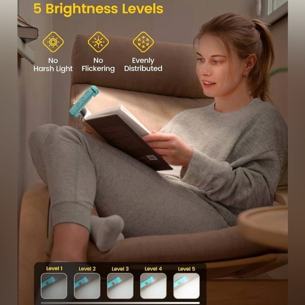 Glocusent USB Rechargeable Book Light for Reading